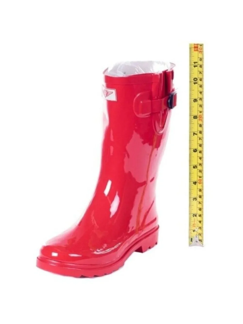Women's Rainboots, Rubber Mid Calf Rain Boots, RB-1602, Red